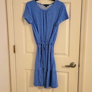 Banana Republic Blue and White Leaf Print Dress Size Small. NWOT